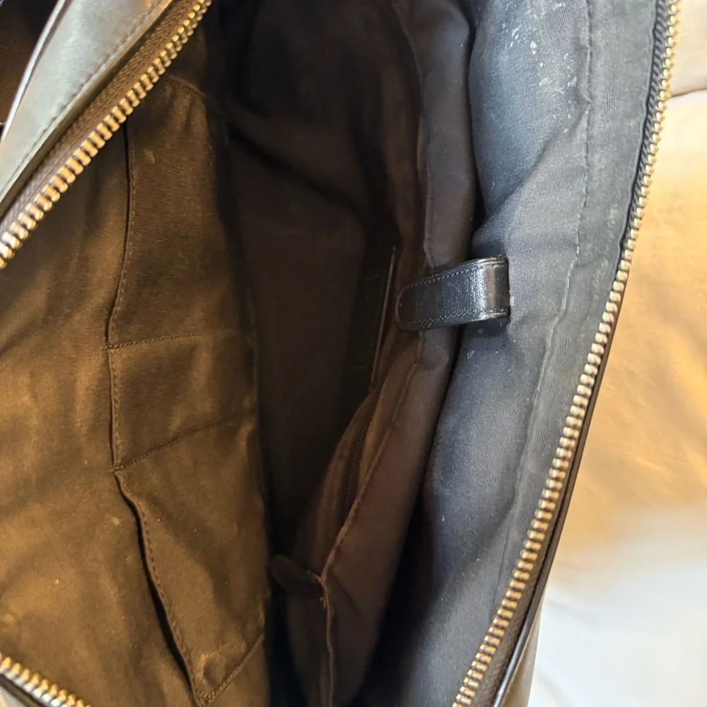 Coach Black Embossed Signature Leather Brief Laptop Bag